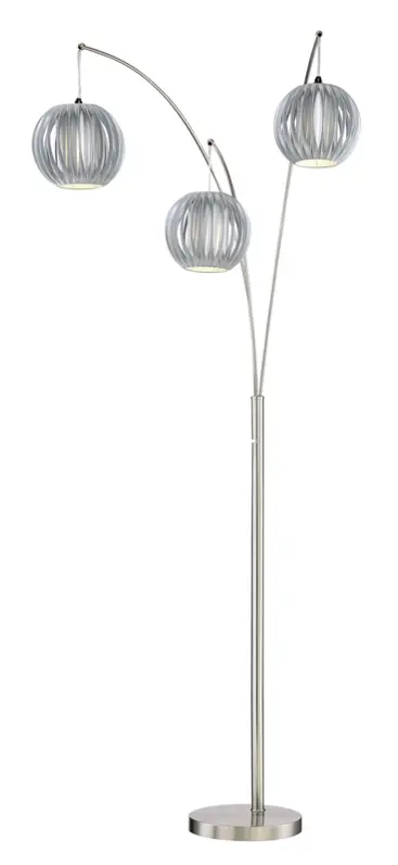 Deion Polished Steel 3 Light Arch Floor Lamp-1