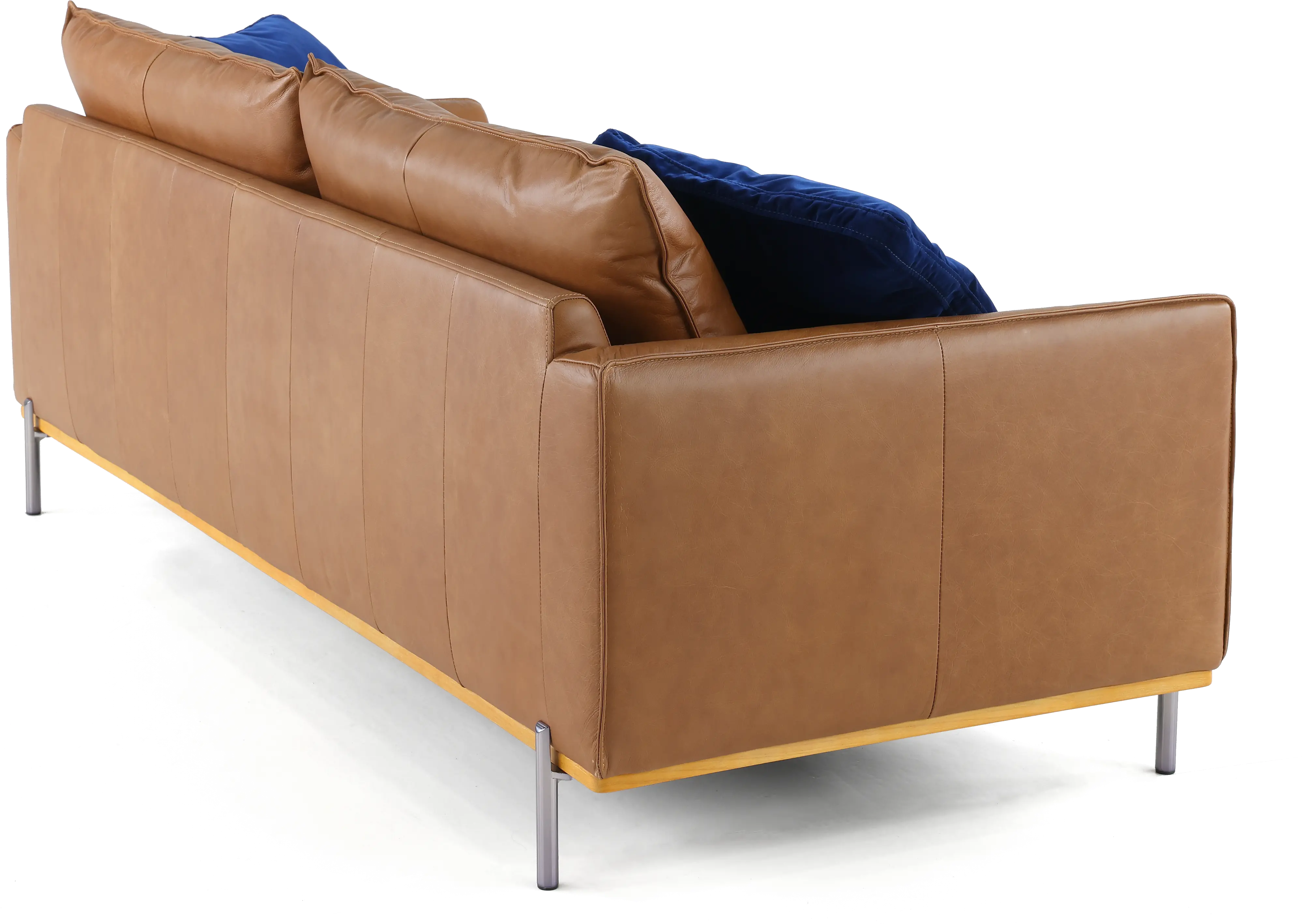 Marseille Mid Century Modern Camel Brown Leather Sofa-4