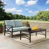 KO60010BZ-MI Kaplan 3 Piece Blue Patio Loveseat and Table Set