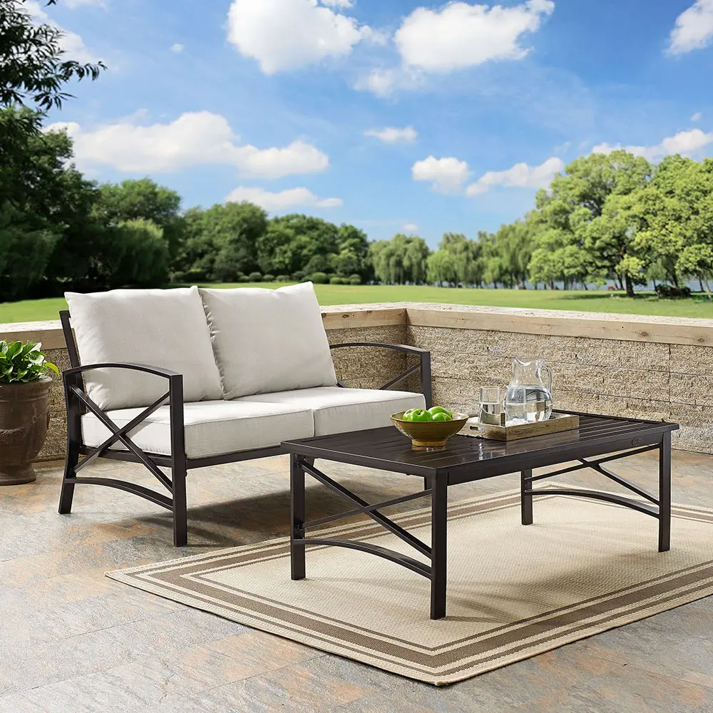 KO60010BZ-OL Kaplan Beige Patio Loveseat and Table Set-2