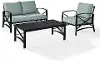 KO60014BZ-MI Kaplan 3 Piece Black and Blue Patio Seating Set