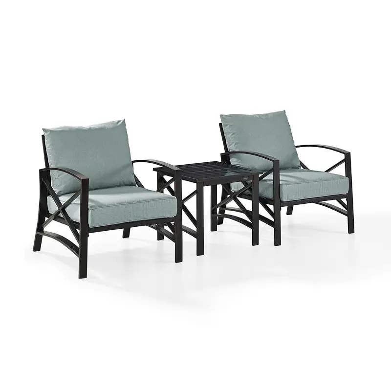 Kaplan Blue 3 Piece Patio Armchair Set