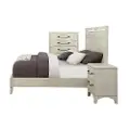 Rustic Contemporary Linen 5 Piece Queen Bedroom Set - Bohemian