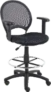 Black Mesh-Back Drafting Chair
