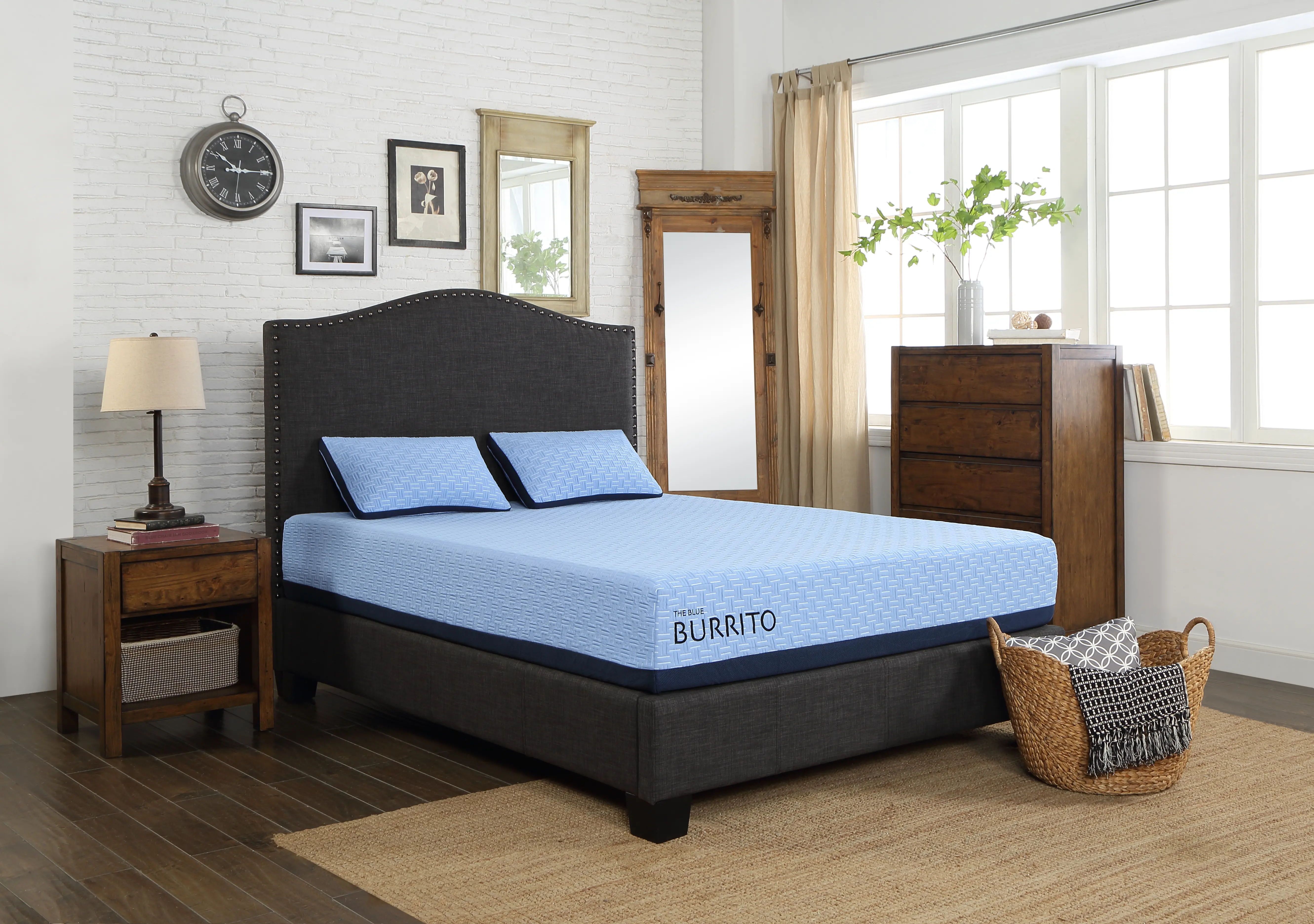 TXL-2PC-BLUE-VISCO Blue Burrito Visco Gel Memory Foam Split King Mattress-2