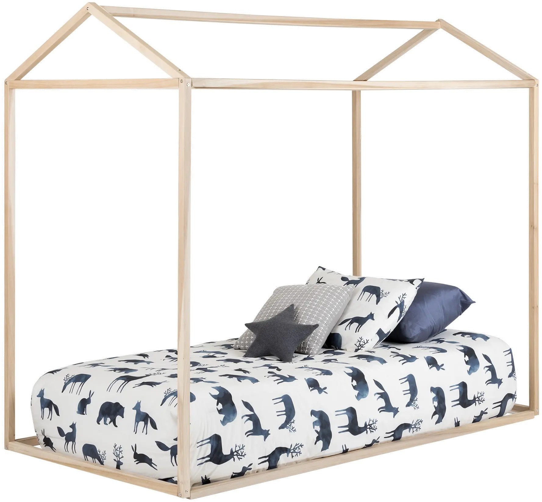 11627 Sweedi Modern Natural Pine Twin House Bed - South Shore-1