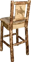 Rustic Bar Stool with Laser Engraved Bronc - Glacier