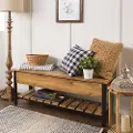 B48PCSBBW Open-Top Barnwood Storage Bench with Shoe Shelf - Walker Edison