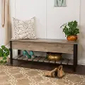 B48PCSBGW Open-Top Gray Wash Storage Bench with Shoe Shelf - Walker Edison