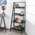 BS55LDBL Black Wood Ladder Bookcase - Walker Edison