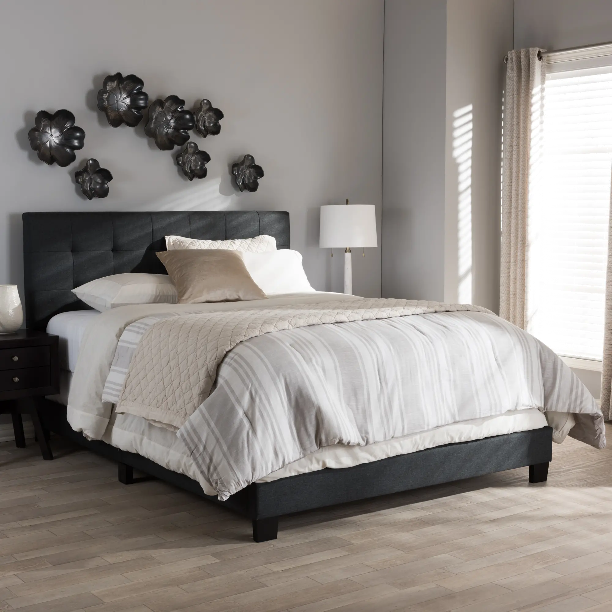 134-7399-RCW Contemporary Charcoal Gray Queen Upholstered Bed - Brookfield-2