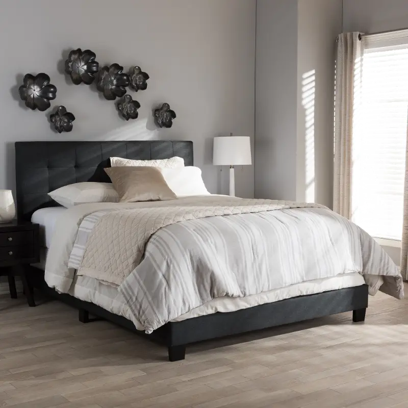 Contemporary Charcoal Gray Queen Upholstered Bed - Brookfield