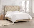 124NBBED-BRVLVPRL Riley Velvet Pearl Flared Wingback California King Bed - Skyline Furniture