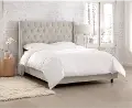 124NBBED-PWVLVLGHGR Riley Velvet Light Gray Flared Wingback California King Bed - Skyline Furniture