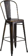 High Back 30  Distressed Copper Metal Indoor-Outdoor Barstool
