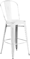 High Back 30  Distressed White Metal Indoor-Outdoor Barstool