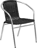 Black Rattan Aluminum Restaurant Dining Room Chair