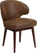 Small Vintage Brown Microfiber Accent Chair