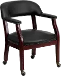 Black Vinyl Accent Chair with Casters
