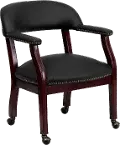 Black Leather Accent Chair with Casters