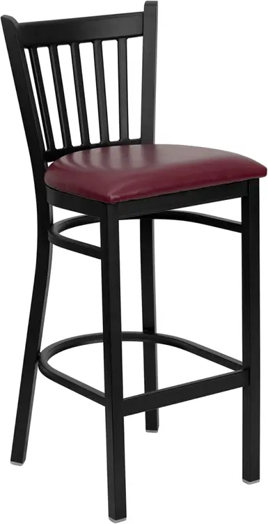 Hercules Burgundy and Black Metal Bar Stool-1