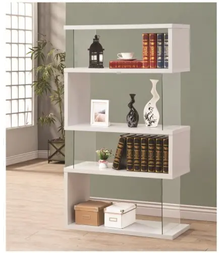 Jasper White Asymmetrical Contemporary Bookshelf-1