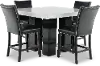 Camila Marble and Black 5 Piece Counter Height Dining Set