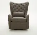 Alice Charcoal Wingback Swivel Chair with Kidney Pillow