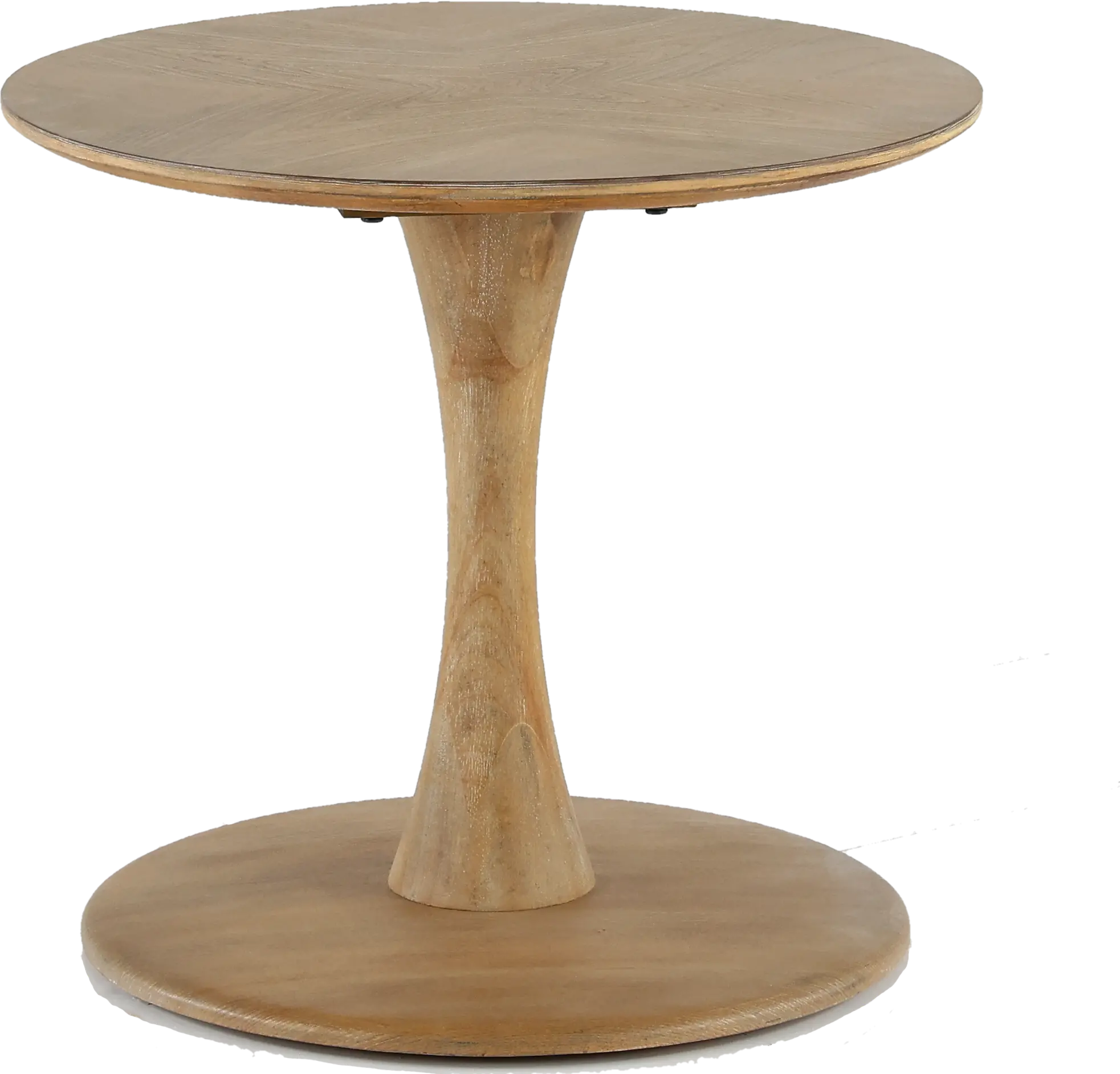 Oblique Natural Elm Round End Table-1
