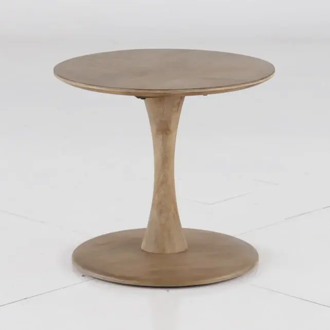 Oblique Natural Elm Round End Table-6