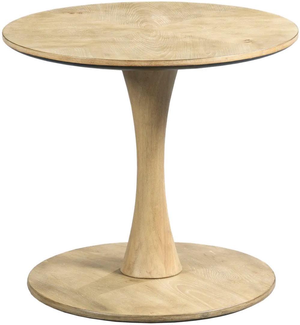 Oblique Natural Elm Round End Table-7