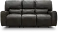 Madrid Charcoal Gray Leather-Match Triple Power Reclining Sofa