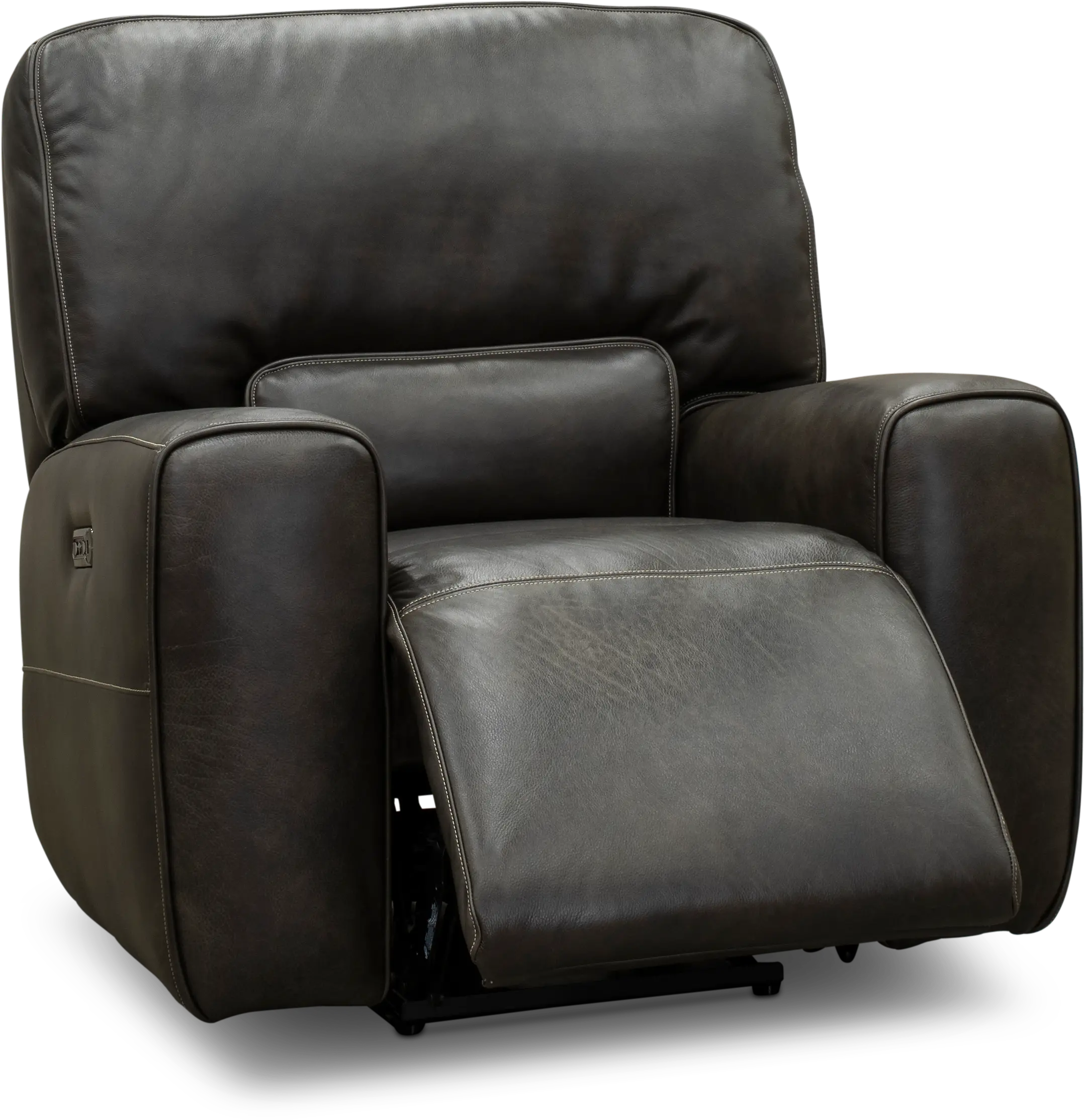 Madrid Charcoal Gray Leather-Match Power Recliner-2