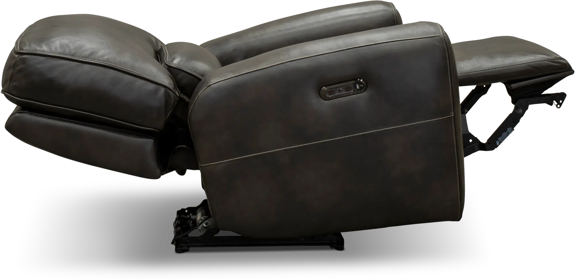 Madrid Charcoal Gray Leather-Match Power Recliner-3