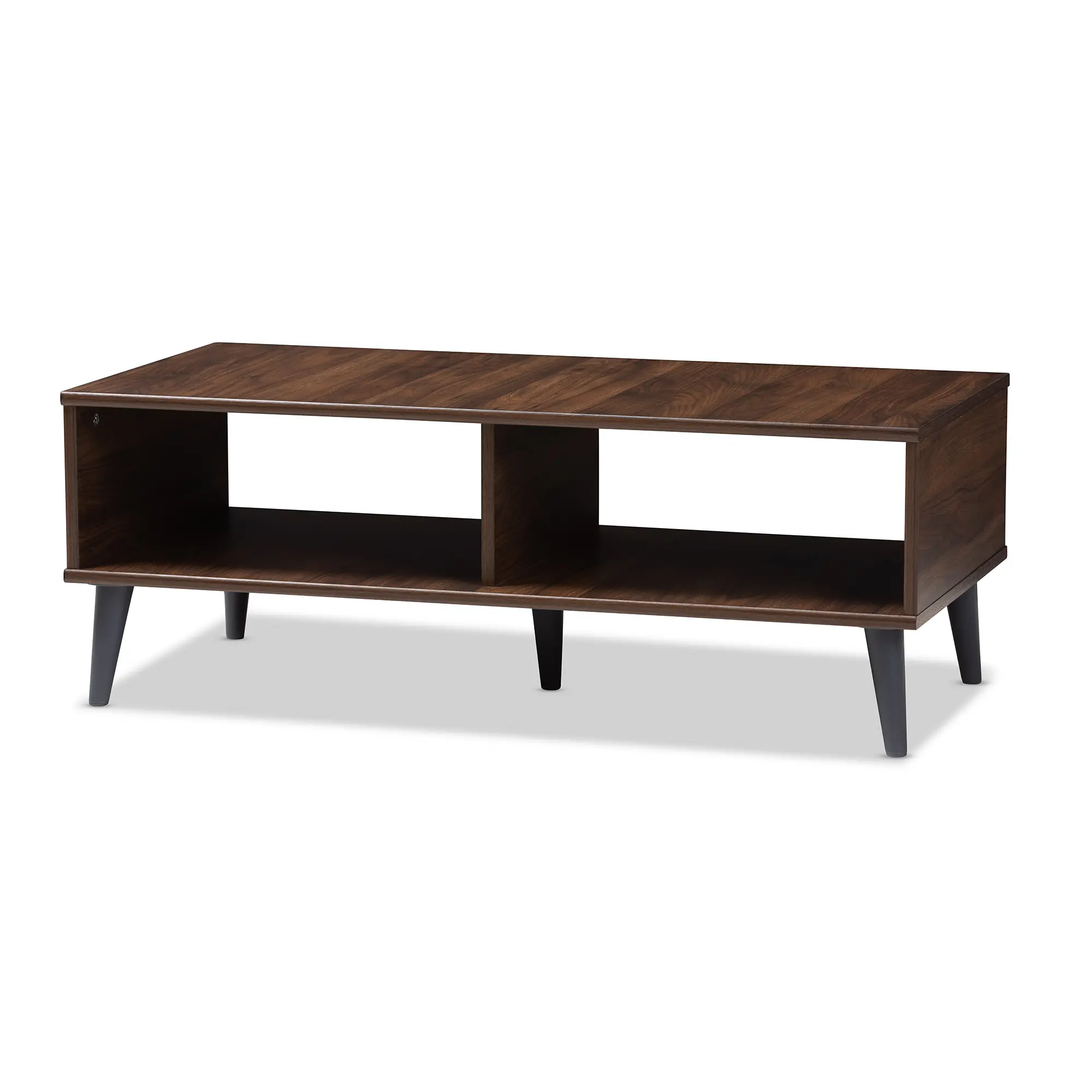 147-8252-RCW Mid Century Modern Brown and Gray Wood Coffee Table-3