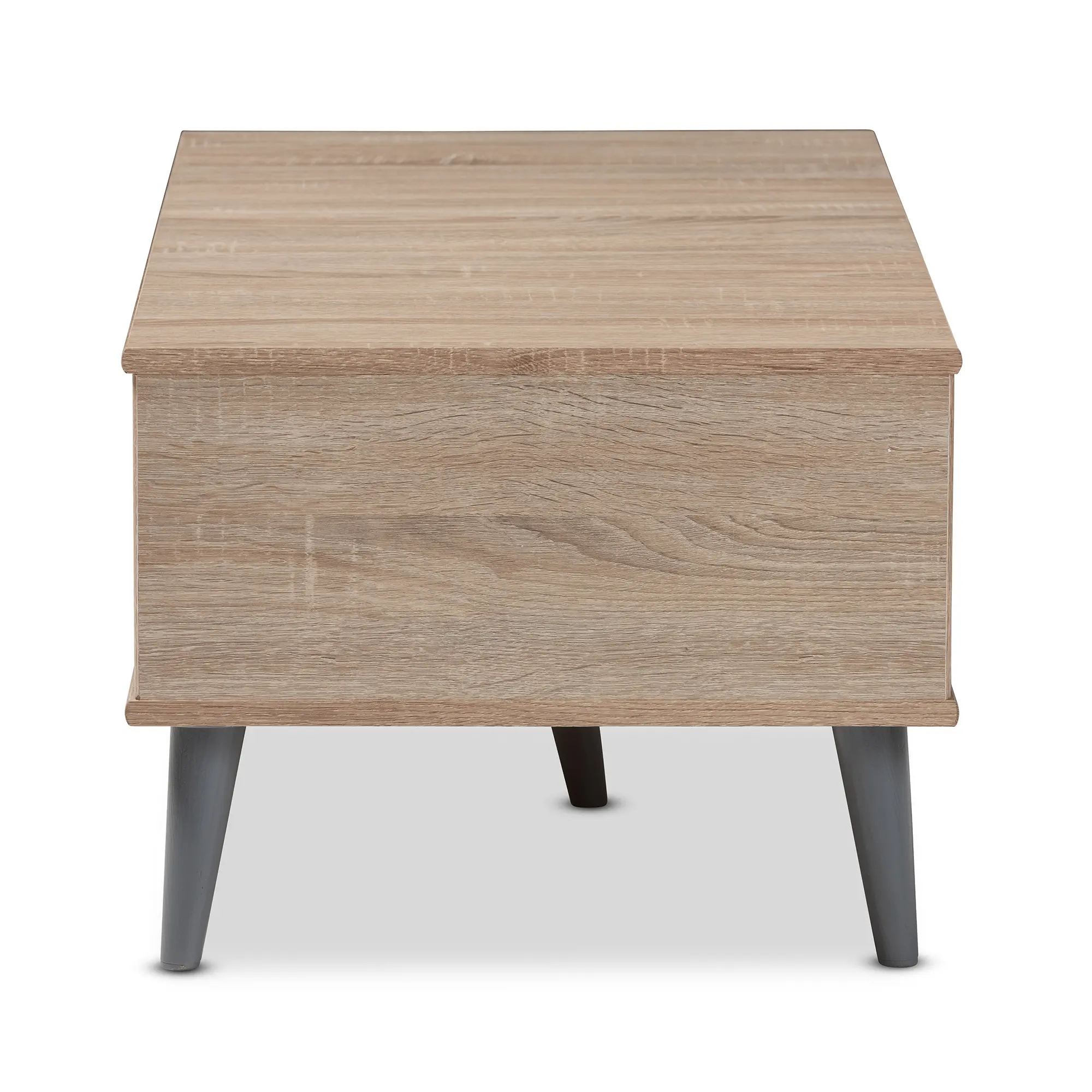 147-8253-RCW Mid Century Modern Oak and Light Grey Wood Coffee Table-4