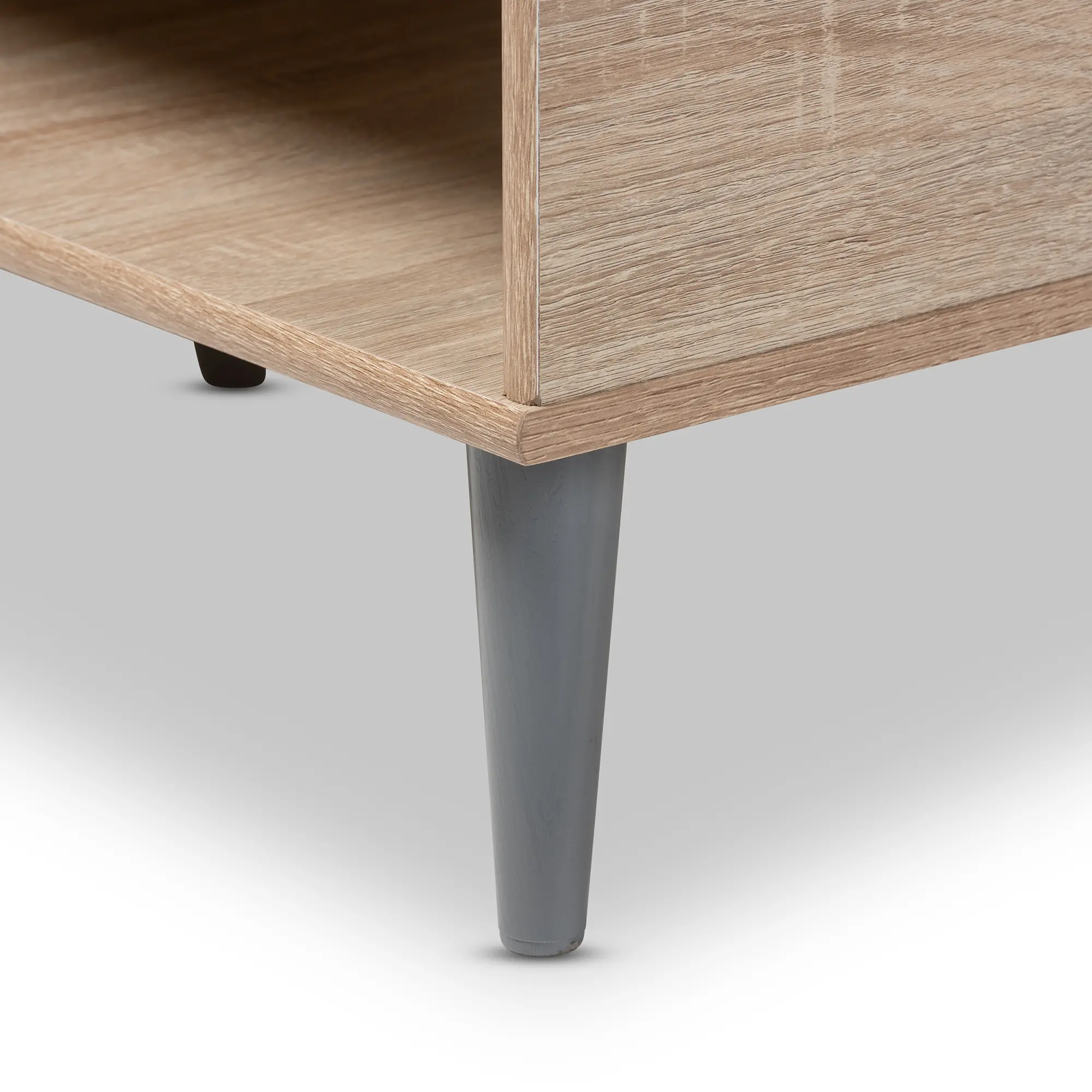 147-8253-RCW Mid Century Modern Oak and Light Grey Wood Coffee Table-5