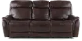 Happy-Happy Brown Leather-Match Dual Power Reclining Sofa