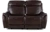 Happy-Happy Brown Leather-Match Power Glider Reclining Loveseat