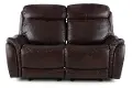 Happy-Happy Brown Leather-Match Power Glider Reclining Loveseat