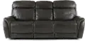 Happy Happy Gray Leather-Match Dual Power Reclining Sofa