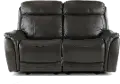 Happy-Happy Gray Leather-Match Power Glider Reclining Loveseat