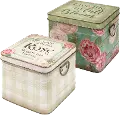 7 Inch Multi Color Plaid Tin with Lid and Handles