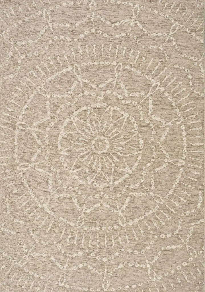 5 x 8 Medium Beige and Cream Indoor-Outdoor Area Rug - Vista -1