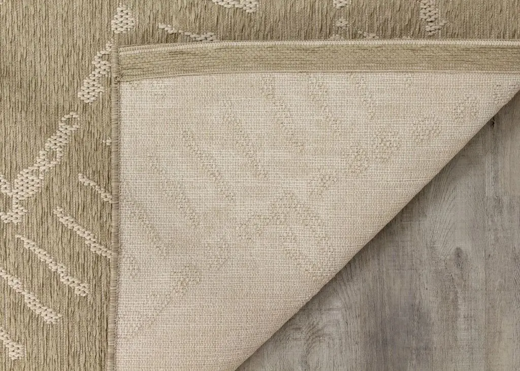 5 x 8 Medium Beige and Cream Indoor-Outdoor Area Rug - Vista -5