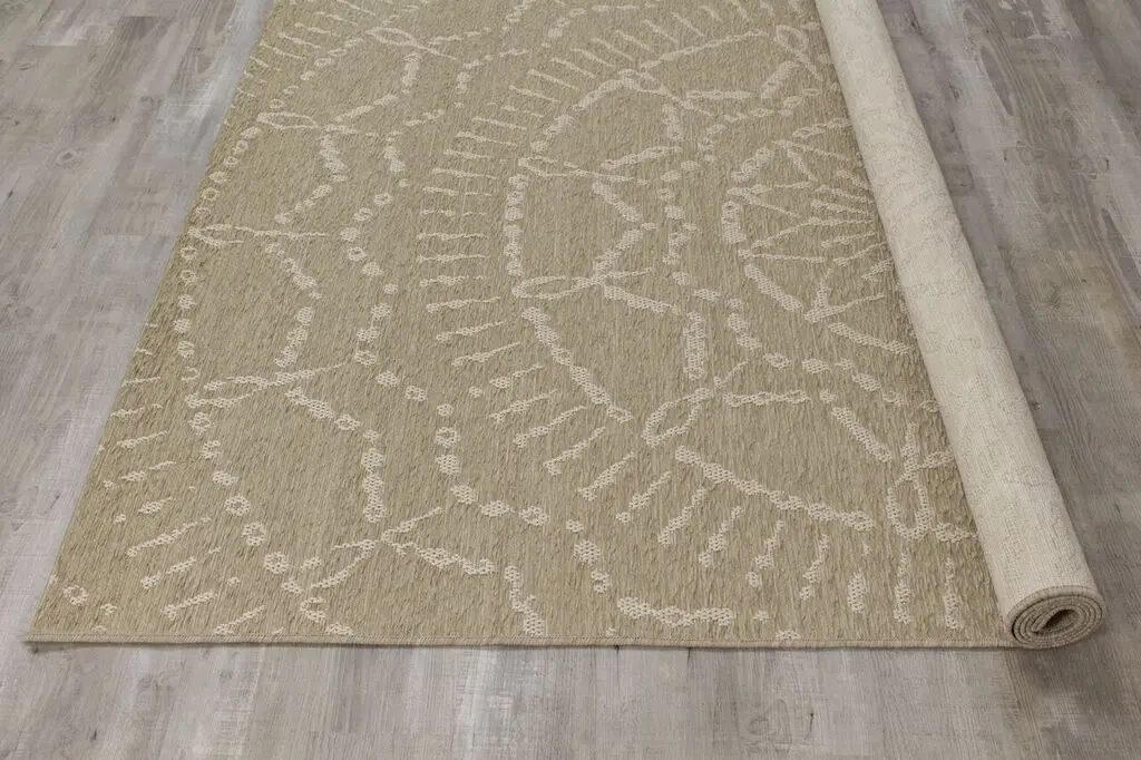 5 x 8 Medium Beige and Cream Indoor-Outdoor Area Rug - Vista -6