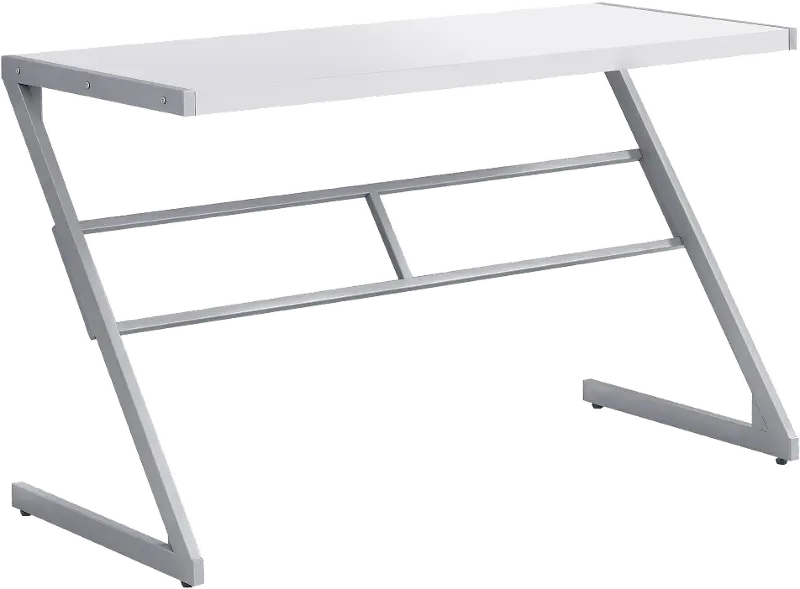 White and Silver Metal Writing Desk