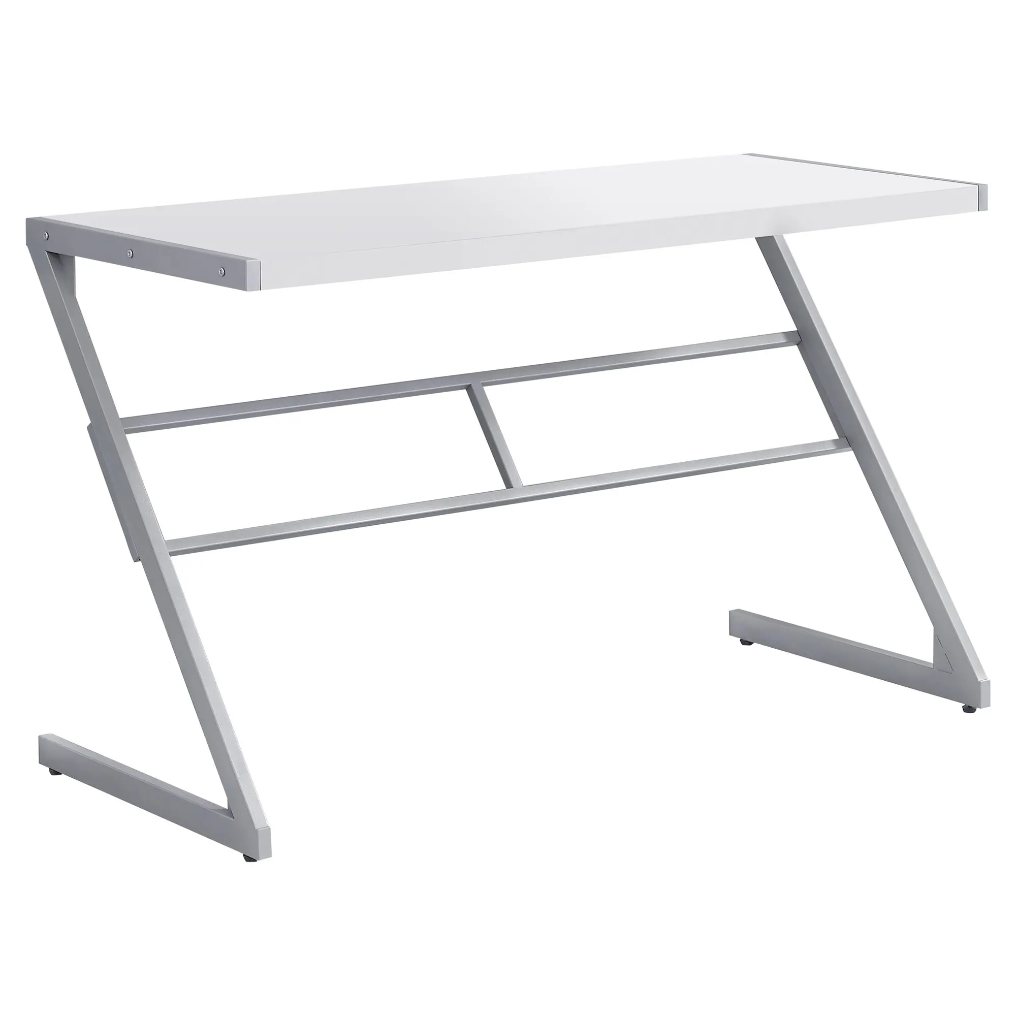 White and Silver Metal Writing Desk-2