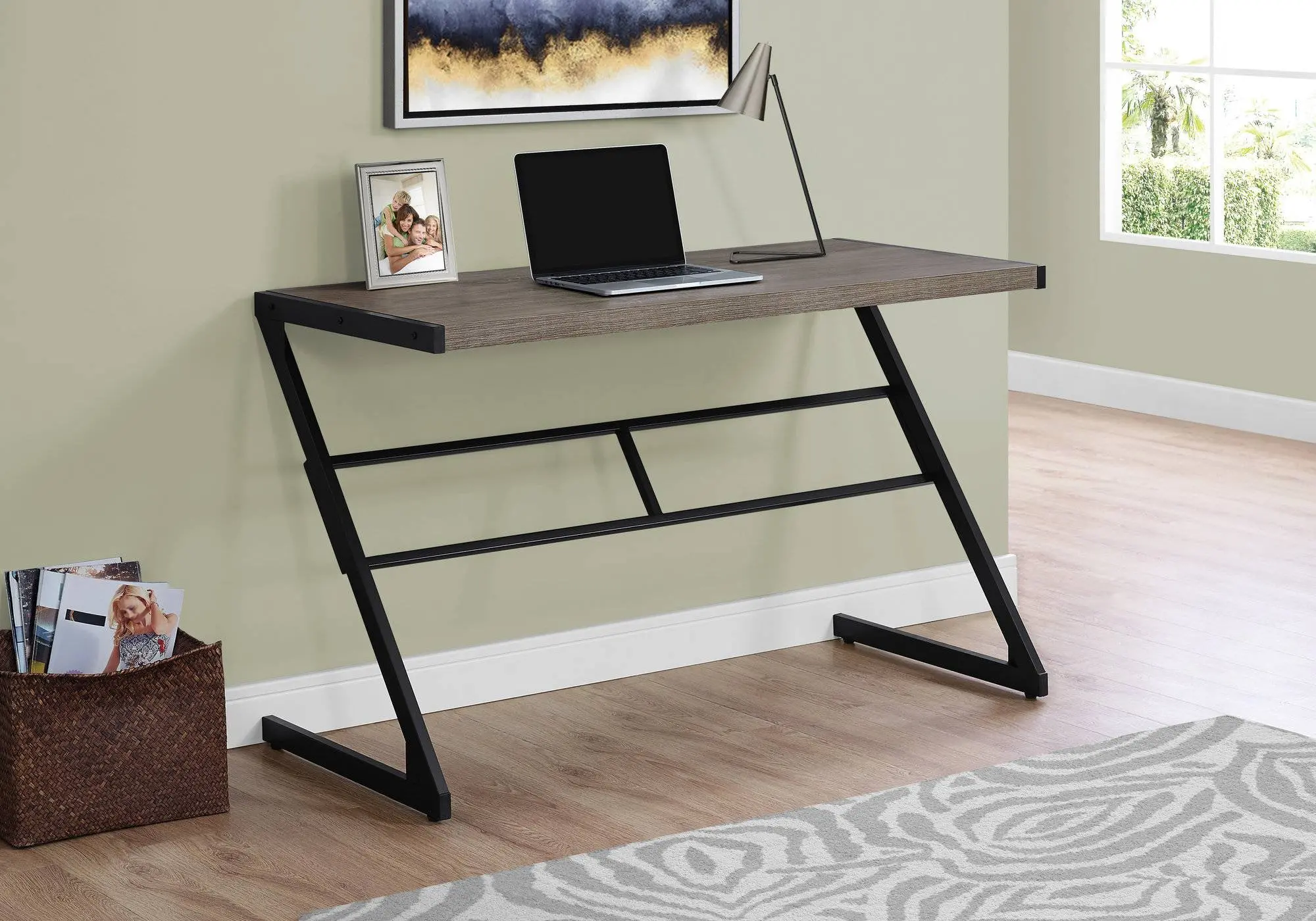 Taupe and Black Metal Writing Desk-1