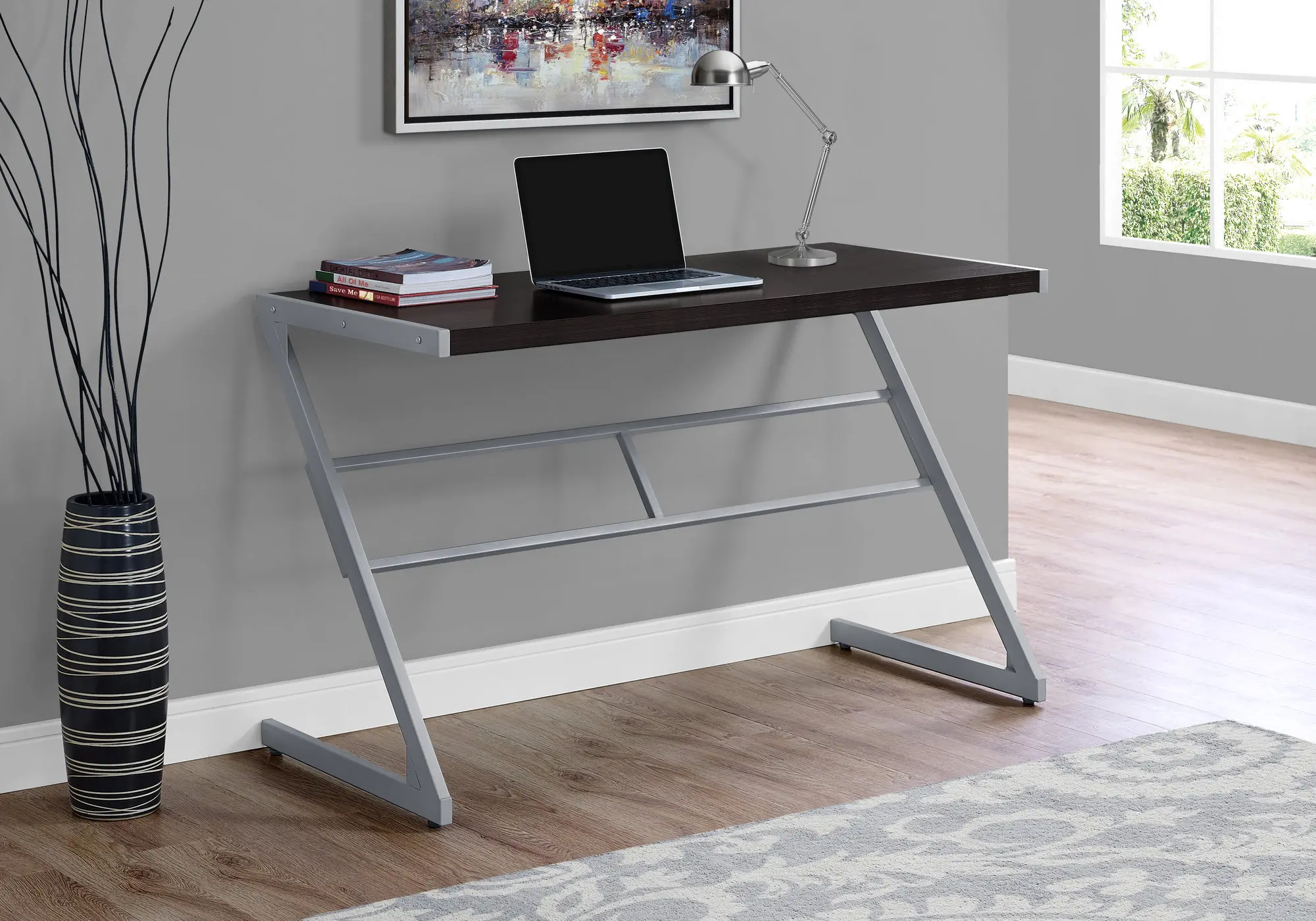 Brown and Silver Metal Writing Desk-1